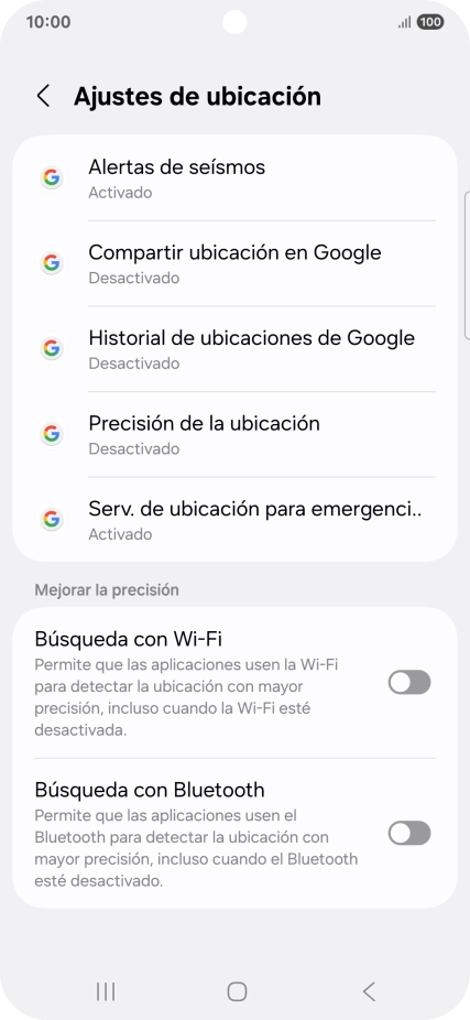 Pulsa Precisión de la ubicación.