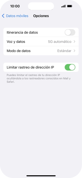 Pulsa Modo de datos.