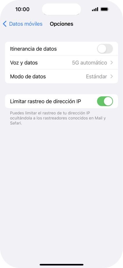 Pulsa Modo de datos.