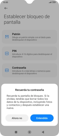 Pulsa Entendido y sigue las indicaciones de la pantalla para crear un código de seguridad del teléfono adicional.