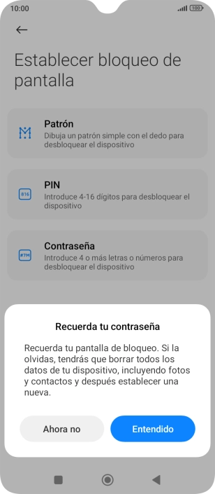 Pulsa Entendido y sigue las indicaciones de la pantalla para crear un código de seguridad del teléfono adicional.