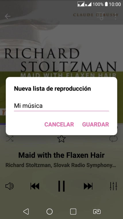 Introduce el nombre deseado de la lista de reproducción y pulsa GUARDAR.