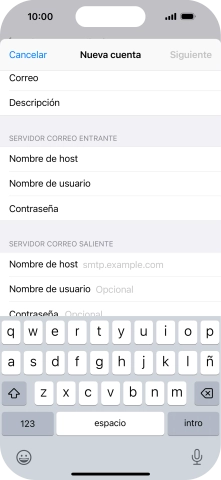 Pulsa Nombre de host e introduce smtp.vodafone.es.