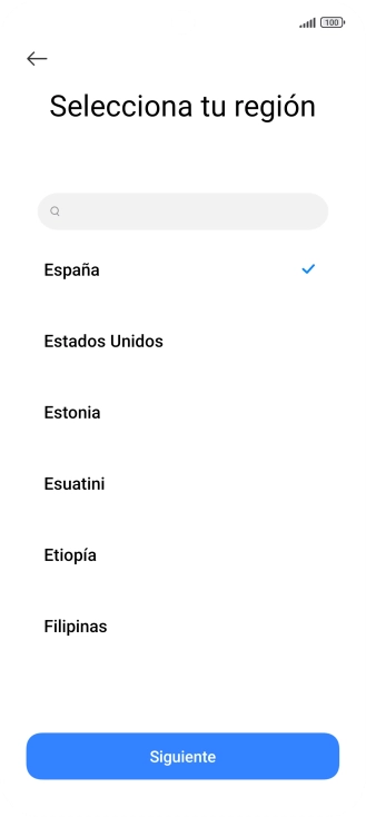 Pulsa el país o el área deseados.