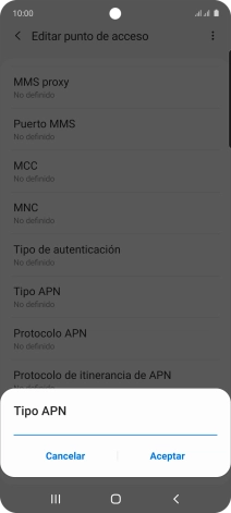 Introduce default y pulsa Aceptar.