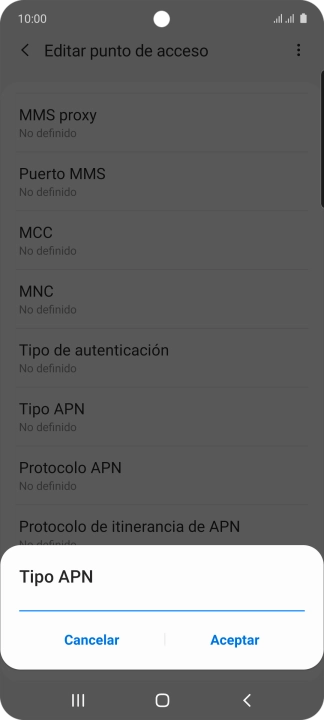 Introduce default y pulsa Aceptar.