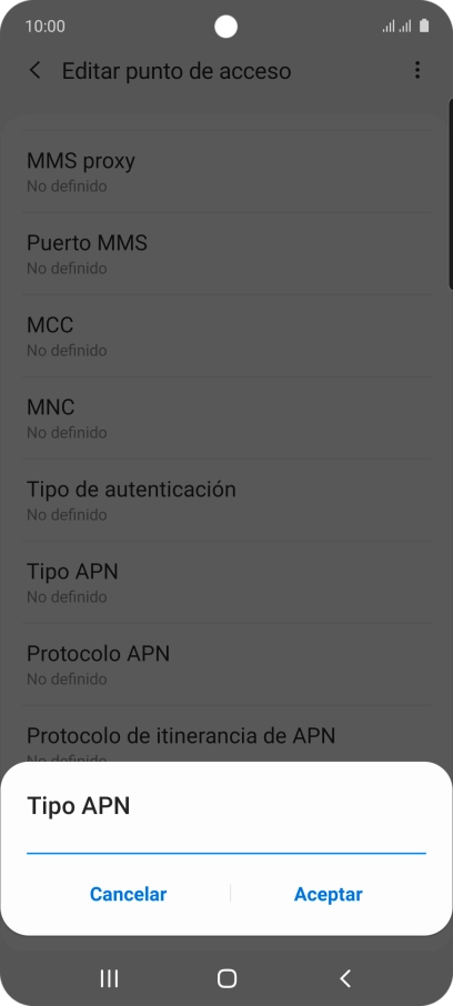 Introduce default y pulsa Aceptar.