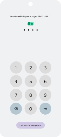 Si tu tarjeta SIM está bloqueada, introduce el código PIN y pulsa la flecha hacia la derecha.