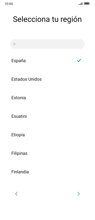 Pulsa el país o el área deseados.