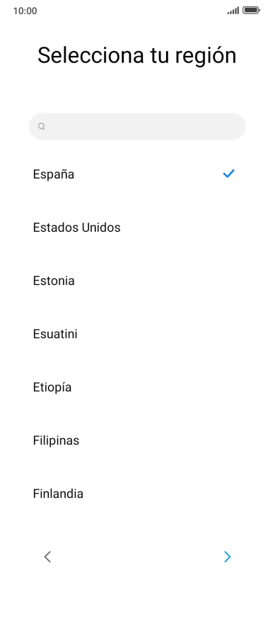 Pulsa el país o el área deseados.
