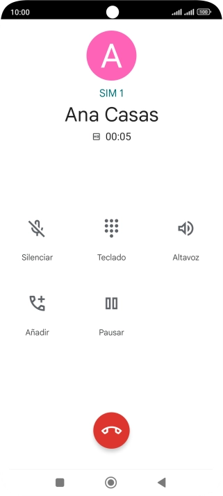 Pulsa el icono de finalizar llamada.