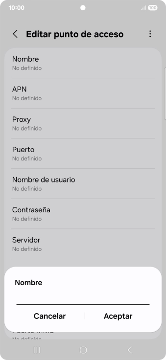 Introduce Vodafone Internet y pulsa Aceptar.