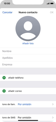 Pulsa Nombre e introduce el nombre.