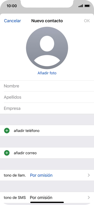 Pulsa Nombre e introduce el nombre.