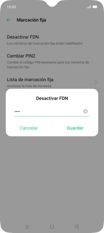 Introduce el código PIN2 y pulsa Guardar.