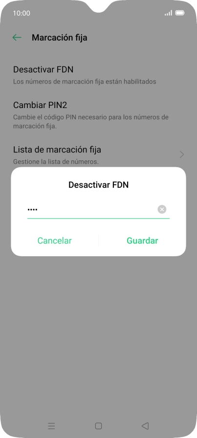 Introduce el código PIN2 y pulsa Guardar.