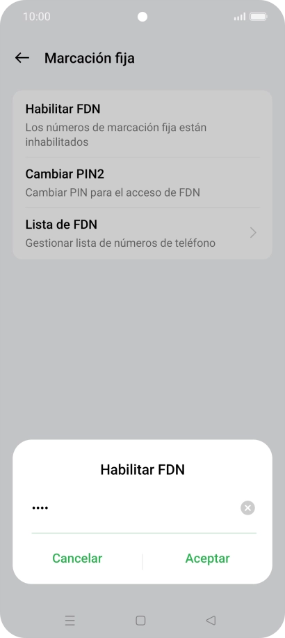 Introduce el código PIN2 y pulsa Aceptar.