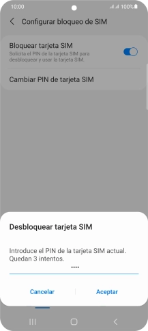 Introduce tu código PIN y pulsa Aceptar.