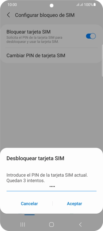 Introduce tu código PIN y pulsa Aceptar.