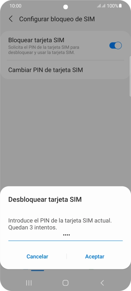 Introduce tu código PIN y pulsa Aceptar.