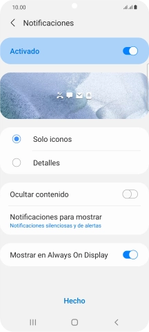 Pulsa los ajustes deseados para activarlos o desactivarlos.