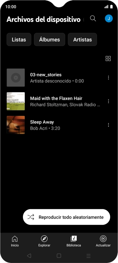 Pulsa el archivo de música deseado.
