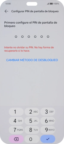 Pulsa CAMBIAR MÉTODO DE DESBLOQUEO.