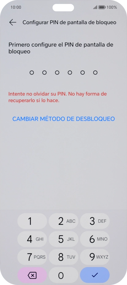 Pulsa CAMBIAR MÉTODO DE DESBLOQUEO.