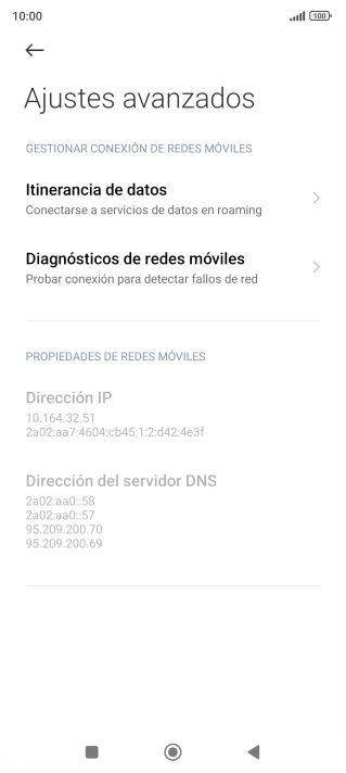 Pulsa Itinerancia de datos.