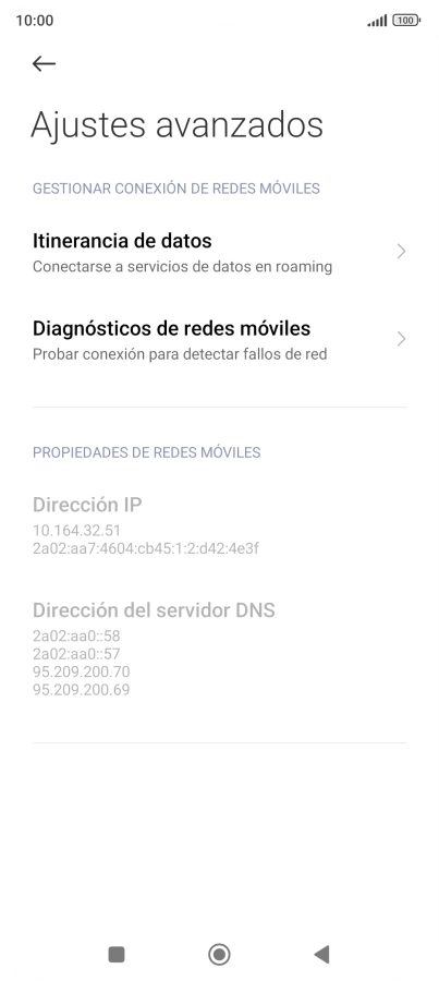 Pulsa Itinerancia de datos.