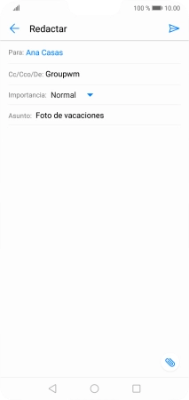 Pulsa en el campo de escritura  y escribe el texto del correo electrónico.