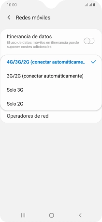 Pulsa el tipo de red deseado.