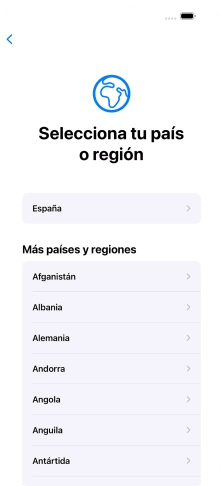 Pulsa el país o el área deseados.