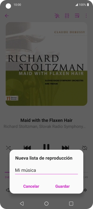 Introduce el nombre deseado de la lista de reproducción y pulsa Guardar.