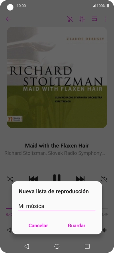 Introduce el nombre deseado de la lista de reproducción y pulsa Guardar.