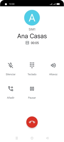 Pulsa el icono de finalizar llamada.