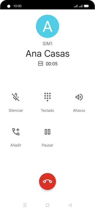 Pulsa el icono de finalizar llamada.