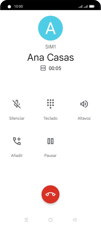 Pulsa el icono de finalizar llamada.