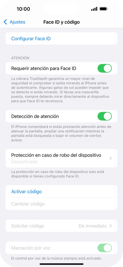 Pulsa Configurar Face ID.