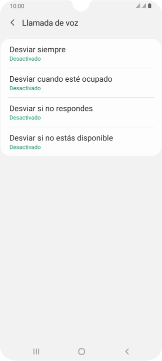 Pulsa el tipo de desvío deseado.