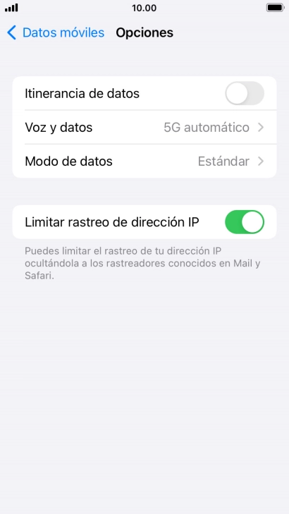 Pulsa Modo de datos.