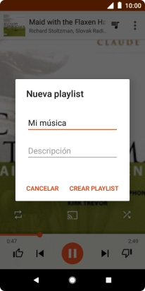Introduce el nombre deseado de la lista de reproducción y pulsa CREAR PLAYLIST.
