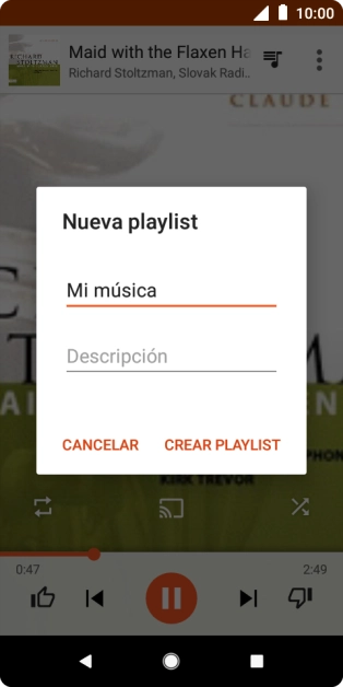 Introduce el nombre deseado de la lista de reproducción y pulsa CREAR PLAYLIST.