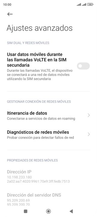 Pulsa Itinerancia de datos.