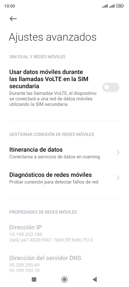 Pulsa Itinerancia de datos.