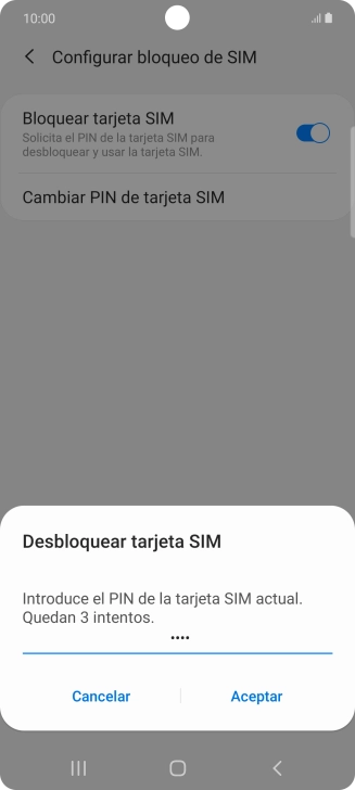 Introduce tu código PIN y pulsa Aceptar.