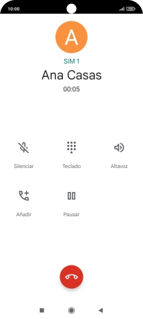 Pulsa el icono de finalizar llamada.