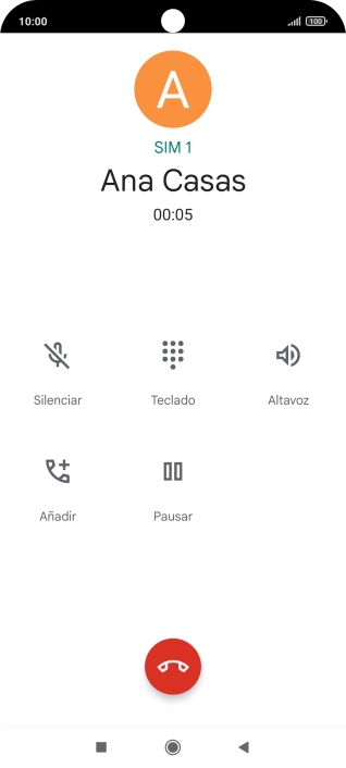 Pulsa el icono de finalizar llamada.