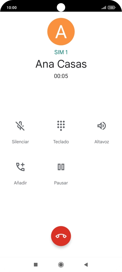 Pulsa el icono de finalizar llamada.