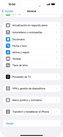 Pulsa Transferir o restablecer el iPhone.